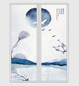 诗意水墨风景移门