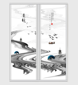 禅意中国风抽象移门
