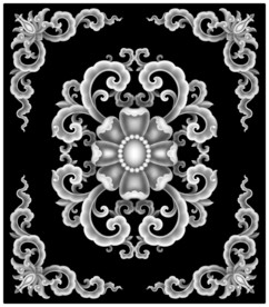 欧式牡丹洋花精雕灰度浮雕