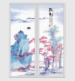 大气艺术唯美风格秋色移门