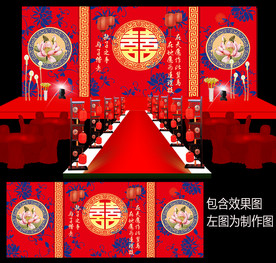 中式婚礼舞台背景psd