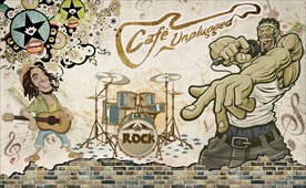 复古卡通音乐人物背景墙