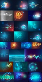 科技蓝色渐变齿轮机械锁电路板