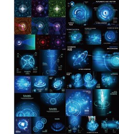 科技蓝色渐变齿轮机械锁电路板