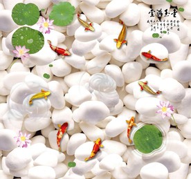 金玉满堂白色鹅卵石电视背景墙