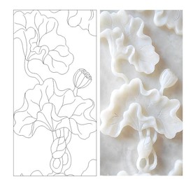 荷花玉雕高清印刷路径矢量图