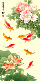 富贵有余花开富贵玄关背景墙