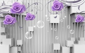 3D立体方块花朵电视背景墙