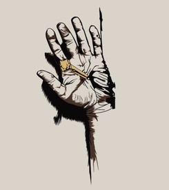 手上钉着铁钉个性图案