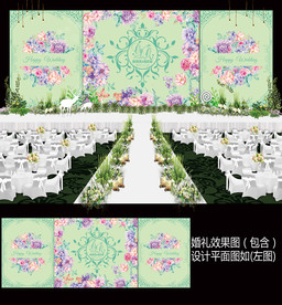 紫色花卉田园风婚礼背景