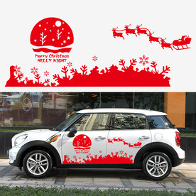 圣诞老人节元素宝马mini车贴