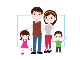 一家四口卡通形象