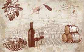 红酒庄园复古怀旧工装背景墙