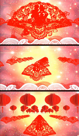 喜庆剪纸灯笼扇子福字视频素材