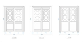 中式花格大门立面