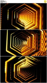 金色动感多边形隧道穿梭