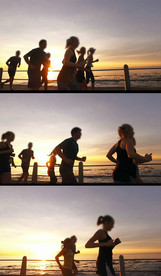 黄昏人群跑步实拍视频素材