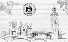 手绘伦敦城市背景墙