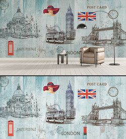 欧式英伦复古背景墙