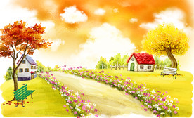 卡通美好自然风光