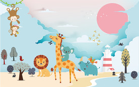 可爱卡通背景墙