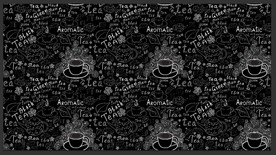 黑色手绘风格咖啡茶馆背景墙壁画