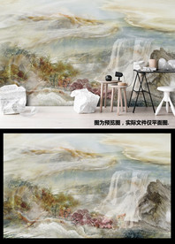 流水生财家和中式大理石背景墙