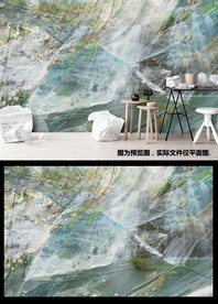 大气风景油画设计瀑布海浪背景墙