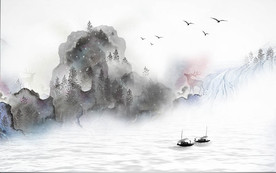 水墨山水新中式背景墙