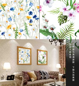 手绘绿色热带雨林装饰画