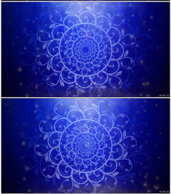 4K唯美复古蓝色花纹旋转背景