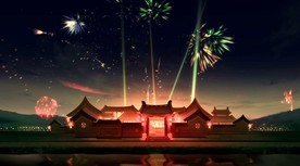 春节焰火万家灯火