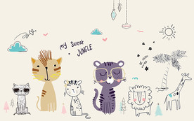 可爱手绘卡通背景墙