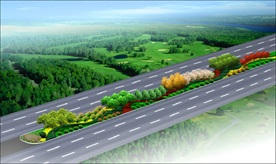 道路中心花坛绿化效果图