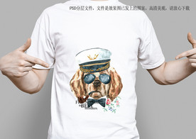 海军帽子狗服装图案