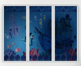 卡通海底世界三联门