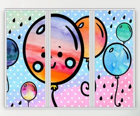 卡通气球三联门