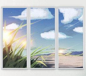 自然风景三联门