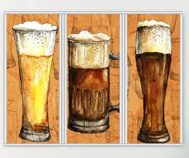 卡通手绘啤酒三联门