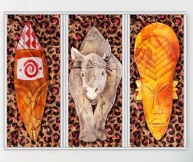 卡通野生动物三联门