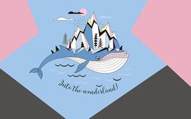 海豚时尚卡通背景墙