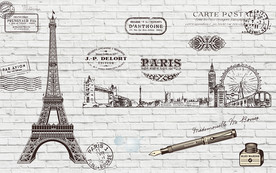 手绘复古简约背景墙