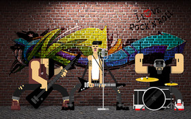 摇滚乐队涂鸦背景墙