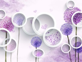 紫色蒲公英3D背景墙