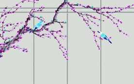手绘花鸟背景墙