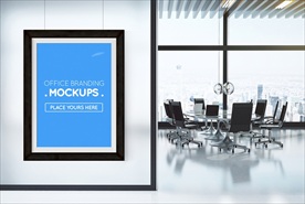 室内展经典黑框海报样机智能贴图