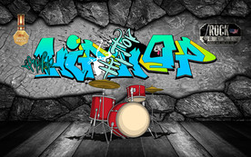 摇滚涂鸦立体砖墙背景墙