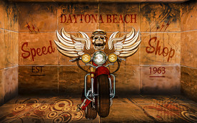 复古潮流摩托立体背景墙