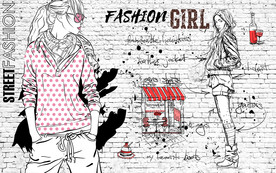 时尚涂鸦美女背景墙