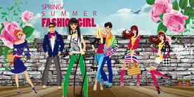 时尚春夏立体背景墙